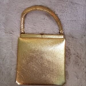 Vintage Mondaine Gold Leather 50s MCM Boho Quiet Luxury Rare Festive Holiday Bag